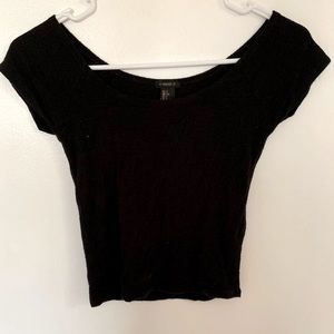 f21 black off shoulder top !!